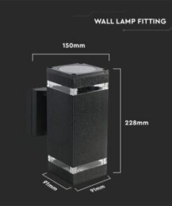 Επιτοίχιο φωτιστικό κήπου 2xE27 IP44 τετράγωνο με μαύρο σώμα V-TAC – 93574