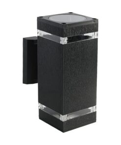 Επιτοίχιο φωτιστικό κήπου 2xE27 IP44 τετράγωνο με μαύρο σώμα V-TAC – 93574