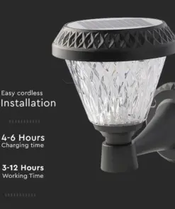 LED Ηλιακό Φαναράκι Τοίχου με RF Control V-TAC IP44 Μαύρο Σώμα CCT – 93575