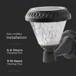 LED Ηλιακό Φαναράκι Τοίχου με RF Control V-TAC IP44 Μαύρο Σώμα  CCT – 93575
