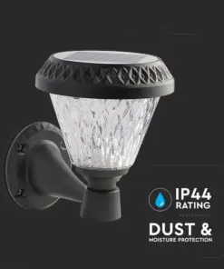 LED Ηλιακό Φαναράκι Τοίχου με RF Control V-TAC IP44 Μαύρο Σώμα CCT – 93575