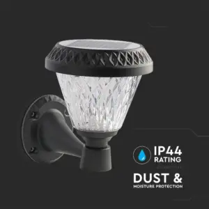 LED Ηλιακό Φαναράκι Τοίχου με RF Control V-TAC IP44 Μαύρο Σώμα  CCT – 93575