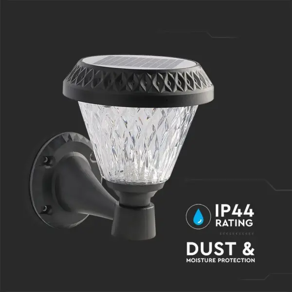 LED Ηλιακό Φαναράκι Τοίχου με RF Control V-TAC IP44 Μαύρο Σώμα  CCT – 93575