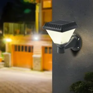 LED Ηλιακό Φαναράκι Τοίχου με RF Control V-TAC IP44 Μαύρο Σώμα  CCT – 93578