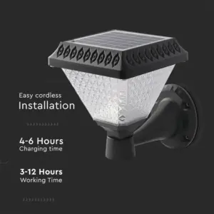 LED Ηλιακό Φαναράκι Τοίχου με RF Control V-TAC IP44 Μαύρο Σώμα  CCT – 93578