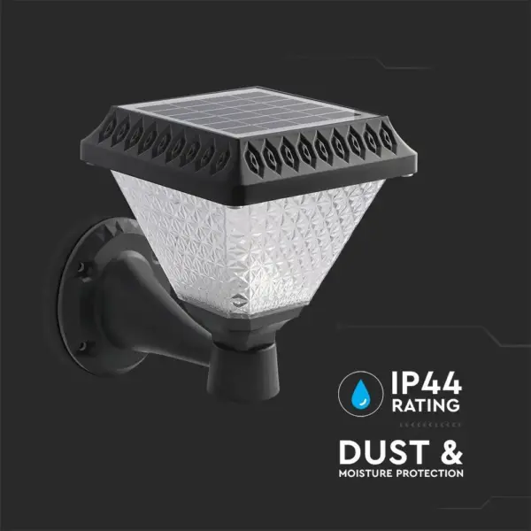 LED Ηλιακό Φαναράκι Τοίχου με RF Control V-TAC IP44 Μαύρο Σώμα  CCT – 93578