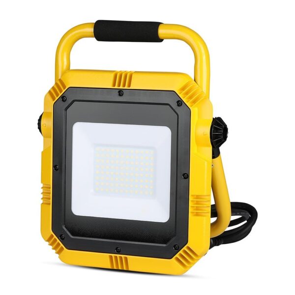 LED Φορητός Προβολέας με 3m Καλώδιο&Πρίζα 50W V-TAC PRO Samsung Chip 4000lm Κίτρινο-Μαύρο 100° IP44 Φυσικό Λευκό 4000K – 945