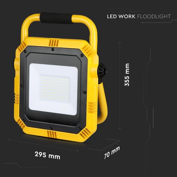 LED Φορητός Προβολέας με 3m Καλώδιο&Πρίζα 50W V-TAC PRO Samsung Chip 4000lm Κίτρινο-Μαύρο 100° IP44 Φυσικό Λευκό 4000K – 945