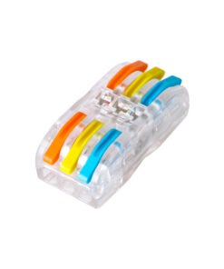 GloboStar® FAST-CONNECT 69908 Τριπλή Κλέμα Ταχείας Σύνδεσης & Διακλάδωσης Καλωδίων – 3 x Είσοδοι & 3 x Έξοδοι με Συμβατή Διατομή Καλωδίων 0.08mm² έως 2.5mm² – 250V/4KV 32A Max – Μ4 x Π4 x Υ1.5cm – Διάφανο με Πορτοκαλί, Κίτρινο & Μπλε – Πακέτο 5 Τεμαχίων – 5 Years Warranty