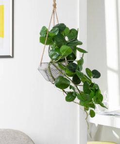 GloboStar® Artificial Garden SARAKINIKO 20490 Κρεμαστό Πήλινο Κεραμικό Κασπώ Γλάστρα – Flower Pot Γκρι Φ10cm x Υ36cm