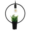 GloboStar® FLOWERPOT 10001212 Μοντέρνο Κρεμαστό Φωτιστικό Οροφής Μονόφωτο 1 x E27 Μαύρο Μεταλλικό με Διακοσμητικό Φυτό Φ30 x Y30cm