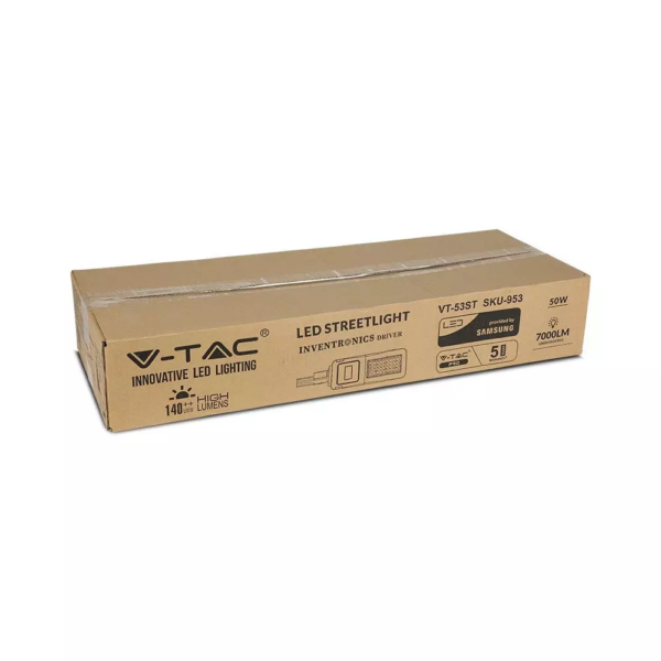 LED φωτιστικό δρόμου, V-TAC PRO Samsung Chip (CLASS I, INVENTRONICS DRIVER), 50W 5700Κ (140LM/W) – 953