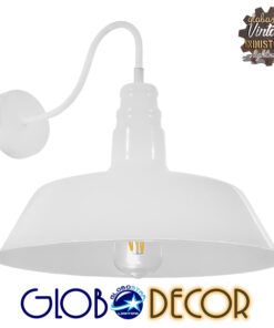 GloboStar® SORD 01051 Vintage Industrial Φωτιστικό Τοίχου Απλίκα Μονόφωτο Λευκό Μεταλλικό Καμπάνα Φ36 x Μ42 x Π36 x Υ32cm