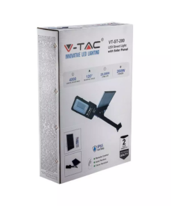 LED ηλιακό φωτιστικό δρόμου 50W ψυχρό λευκό 6000K μαύρο σώμα V-TAC – 95509