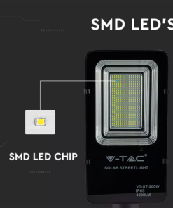 LED ηλιακό φωτιστικό δρόμου 50W ψυχρό λευκό 6000K μαύρο σώμα V-TAC – 95509