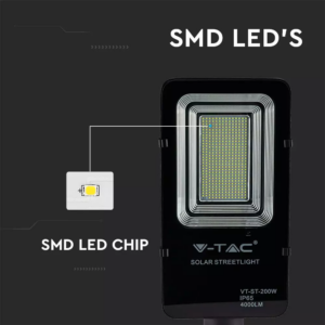 LED ηλιακό φωτιστικό δρόμου 50W ψυχρό λευκό 6000K μαύρο σώμα V-TAC – 95509