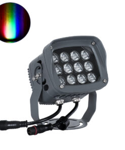 GloboStar® FLOOD-XENA 90699 Προβολέας Wall Washer με Αντιθαμβωτική Γρίλια για Φωτισμό Κτιρίων LED 24W 2040lm 10° DC 24V Αδιάβροχο IP65 L13 x W11 x H15cm RGBW DMX512 – Γκρι Ανθρακί – 3 Years Warranty