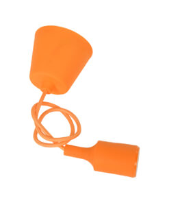 GloboStar® CABLITO 61554 Μοντέρνο Κρεμαστό Φωτιστικό Οροφής Μονόφωτο 1 x E27 Πορτοκαλί Σιλικόνης Ανάρτηση με Υφασμάτινο Καλώδιο Φ4 x Υ110cm