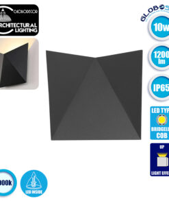 GloboStar® 96509 LED Φωτιστικό Τοίχου Απλίκα STEALTH Αρχιτεκτονικού Φωτισμού Γκρι Αδιάβροχο IP65 10 Watt CREE 1200lm 60° 230V Ψυχρό Λευκό Μ17 x Π7.5 x Υ17cm