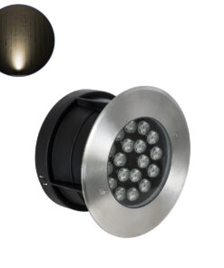 GloboStar® UNDERGROUND-SINA 90571 Χωνευτό Φωτιστικό Σποτ Δαπέδου LED 18W 1620lm 15° DC 24V Αδιάβροχο IP68 Φ20 x Υ11cm Θερμό Λευκό 2700K – Ανοξείδωτο Ατσάλι – 3 Χρόνια Εγγύηση