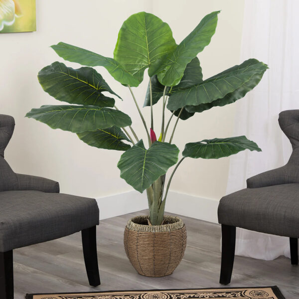 GloboStar® Artificial Garden AMORGOS 20337 Διακοσμητικό Πλεκτό Καλάθι – Κασπώ Γλάστρα – Flower Pot Μπεζ με Καφέ Φ25cm x Υ21cm