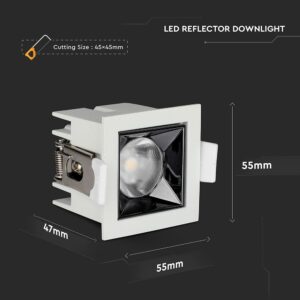 LED Φωτιστικό Χωνευτό COB 4W CRI>90 V-TAC PRO Samsung Chip 12° 320lm Θερμό 2700K – 972