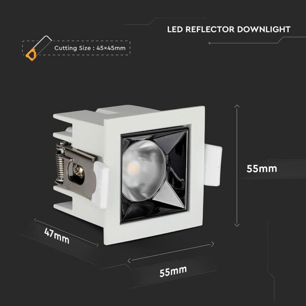 LED Φωτιστικό Χωνευτό COB 4W CRI>90 V-TAC PRO Samsung Chip 12° 320lm Θερμό 2700K – 972