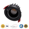 GloboStar® LEO-R 60287 Χωνευτό LED Spot Downlight TrimLess Φ8.5cm 10W 1250lm 38° AC 220-240V IP20 Φ8.5 x Υ6.6cm – Στρόγγυλο – Κινούμενο – Μαύρο & Anti-Glare HoneyComb – Θερμό Λευκό 2700K – Bridgelux COB – 5 Years Warranty
