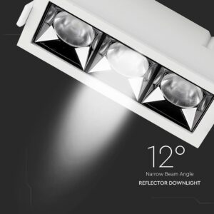 LED Φωτιστικό Χωνευτό 12W CRI>90 V-TAC PRO Samsung Chip 12° 960lm Φυσικό 4000K – 974