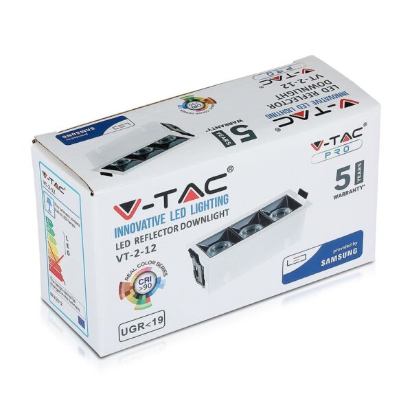 LED Φωτιστικό Χωνευτό 12W CRI>90 V-TAC PRO Samsung Chip 12° 960lm Φυσικό 4000K – 974