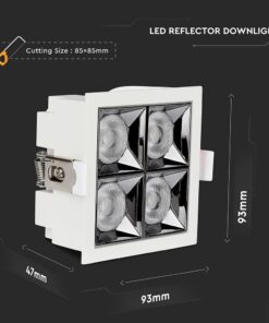 LED Φωτιστικό Χωνευτό 16W CRI>90 V-TAC PRO Samsung Chip 12° 1280lm Φυσικό 4000K – 977