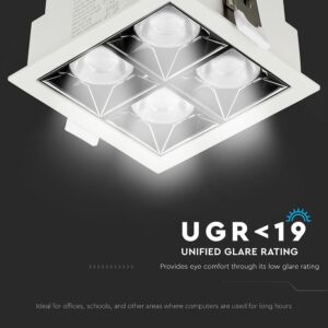 LED Φωτιστικό Χωνευτό 16W CRI>90 V-TAC PRO Samsung Chip 12° 1280lm Φυσικό 4000K – 977