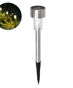 GloboStar® 71521 Αυτόνομο Ηλιακό Φωτιστικό LED SMD 1W 100lm με Ενσωματωμένη Μπαταρία 600mAh – Φωτοβολταϊκό Πάνελ με Αισθητήρα Ημέρας-Νύχτας Αδιάβροχο IP65 Φανάρι Κήπου Στρογγυλό Θερμό Λευκό 3000K