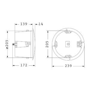GloboStar® FDB C600T 98012 Facilities Speaker – Παθητικό Ηχείο Εγκαταστάσεων Χωνευτό Οροφής με Μετασχηματιστή 100V & 8Ω – 40W RMS (80W Peak) – 1 x 6″ Inches LF & 1 x 1″ Inches HF –  IP20 – Λευκό – Φ24 x Υ15.3cm