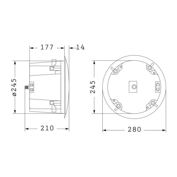 GloboStar® FDB C800T 98013 Facilities Speaker – Παθητικό Ηχείο Εγκαταστάσεων Χωνευτό Οροφής με Μετασχηματιστή 100V & 8Ω – 50W RMS (100W Peak) – 1 x 8″ Inches LF & 1 x 1″ Inches HF –  IP20 – Λευκό – Φ28 x Υ19.1cm
