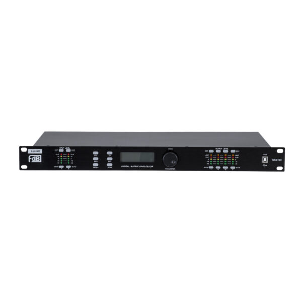 GloboStar® FDB US2403 98020 Audio Processor – Επαγγελματικός Επεξεργαστής Ήχου 2in & 4out – 32-bit DSP SHARC Processor – Frequency Response 20Hz-20Khz DR115DBu – AC 220V/50-60Hz – IP20 – Μαύρο – Μ48.2 x Π20.5 x Υ4.4cm