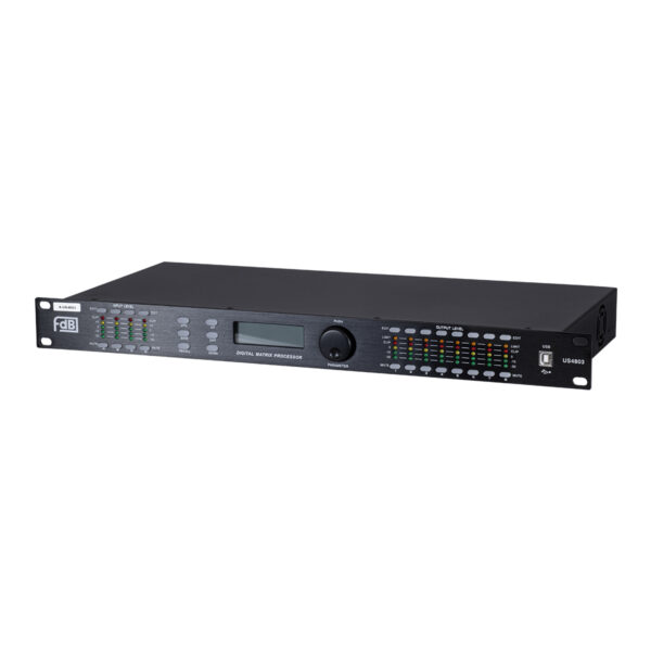 GloboStar® FDB US4803 98021 Audio Processor – Επαγγελματικός Επεξεργαστής Ήχου 4in & 8out – 32-bit DSP SHARC Processor – Frequency Response 20Hz-20Khz DR115DBu – AC 220V/50-60Hz – IP20 – Μαύρο – Μ48.2 x Π20.5 x Υ4.4cm