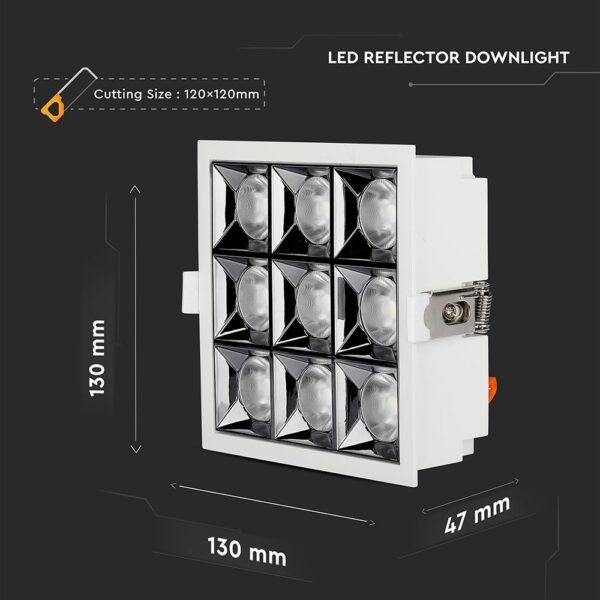 LED Φωτιστικό Χωνευτό 36W CRI>90 V-TAC PRO Samsung Chip 12° 2880lm Φυσικό 4000K – 983