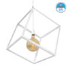 GloboStar® CUBE 01675 Μοντέρνο Κρεμαστό Φωτιστικό Οροφής Μονόφωτο 1 x E27 Λευκό Μεταλλικό Πλέγμα Μ70 x Π70 x Y87cm