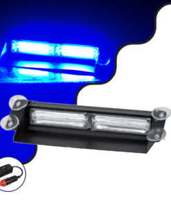 GloboStar® 85114 PRO Series Μπάρα Σήμανσης με Βεντούζες για Παρμπρίζ Οχήματος Αστυνομίας για Αυτοκίνητα & Φορτηγά 13 Προγραμμάτων Φωτισμού STROBE LED CREE CXB COB 18W DC 10-30V IP20 Μπλε