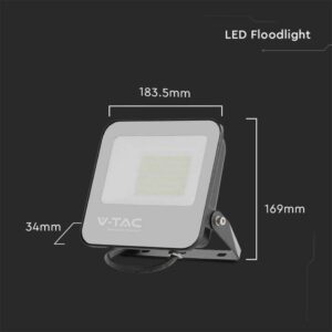 Προβολέας LED Samsung chip 50W φυσικό λευκό 4000K με μαύρο σώμα 185lm/W V-TAC – 9892