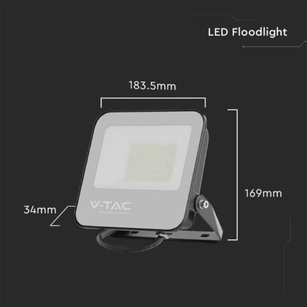 Προβολέας LED Samsung chip 50W φυσικό λευκό 4000K με μαύρο σώμα 185lm/W V-TAC – 9892