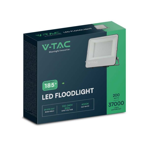 Προβολέας LED Samsung chip 200W 6500K Μαύρου Χρώματος IP65 V-TAC – 8849