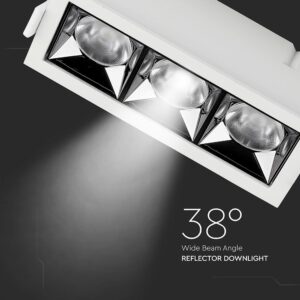 LED Φωτιστικό Χωνευτό 12W CRI>90 V-TAC PRO Samsung Chip 38° 960lm Ψυχρό 5700K – 988