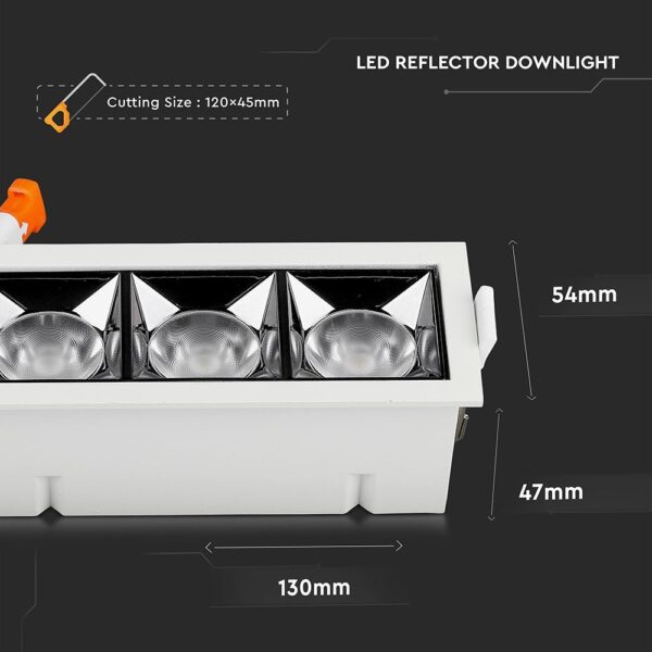 LED Φωτιστικό Χωνευτό 12W CRI>90 V-TAC PRO Samsung Chip 38° 960lm Ψυχρό 5700K – 988