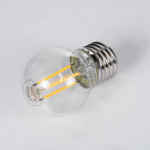 GloboStar® 99005 Λάμπα LED Long Filament E27 G45 Γλομπάκι 5W 500lm 360° AC 220-240V IP20 Φ4.5 x Υ7.5cm Θερμό Λευκό 2700K με Διάφανο Γυαλί – Dimmable – 3 Years Warranty