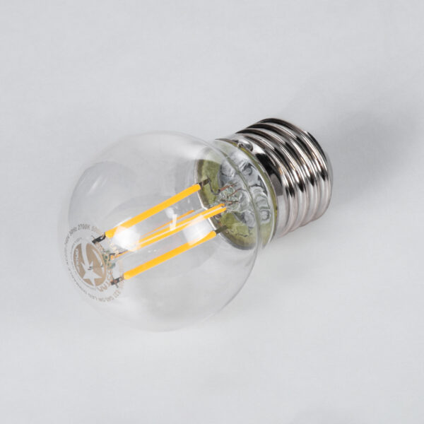 GloboStar® 99005 Λάμπα LED Long Filament E27 G45 Γλομπάκι 5W 500lm 360° AC 220-240V IP20 Φ4.5 x Υ7.5cm Θερμό Λευκό 2700K με Διάφανο Γυαλί – Dimmable – 3 Years Warranty