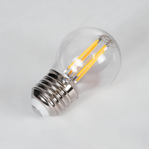 GloboStar® 99005 Λάμπα LED Long Filament E27 G45 Γλομπάκι 5W 500lm 360° AC 220-240V IP20 Φ4.5 x Υ7.5cm Θερμό Λευκό 2700K με Διάφανο Γυαλί – Dimmable – 3 Years Warranty
