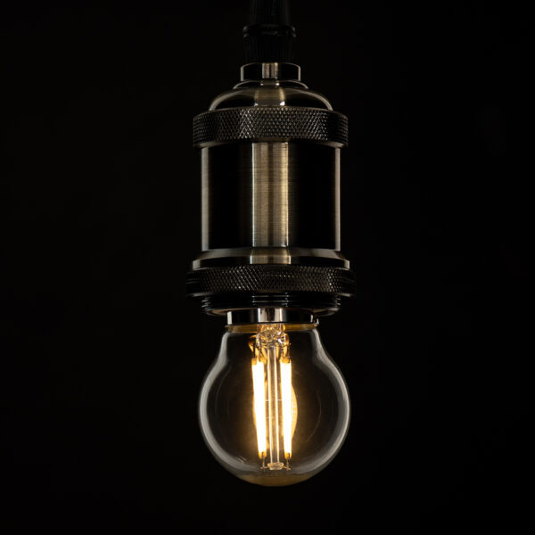 GloboStar® 99005 Λάμπα LED Long Filament E27 G45 Γλομπάκι 5W 500lm 360° AC 220-240V IP20 Φ4.5 x Υ7.5cm Θερμό Λευκό 2700K με Διάφανο Γυαλί – Dimmable – 3 Years Warranty