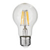 GloboStar® 99006 Λάμπα LED Long Filament E27 A60 Γλόμπος 6W 600lm 360° AC 220-240V IP20 Φ6 x Υ10.5cm Θερμό Λευκό 2700K με Διάφανο Γυαλί – Dimmable – 3 Χρόνια Εγγύηση